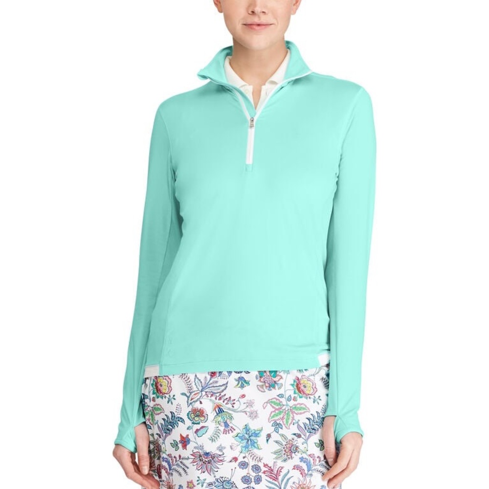 RLX Ralph Lauren Women's Golf Pullover Top 1/4 Zip Mint Green Size L